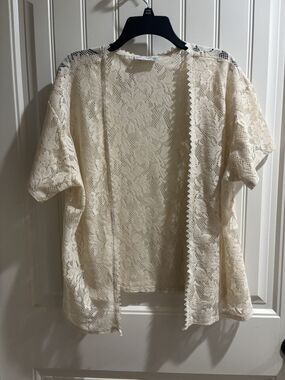 Kim Rogers Petite Large Polyester/lace Open Blouse Cardigan